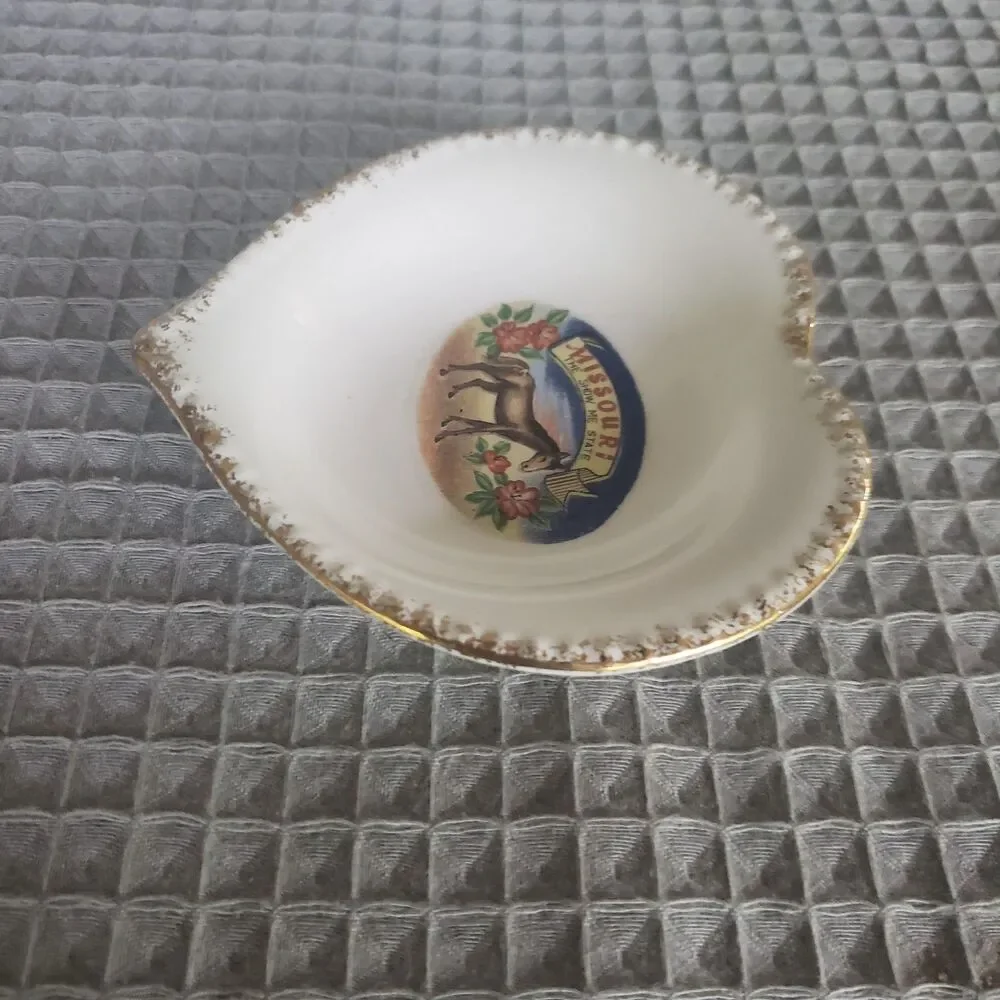 VTG Missouri Show Me State Heart Trinket Dish Ceramic Mule Souvenir Ring Tray